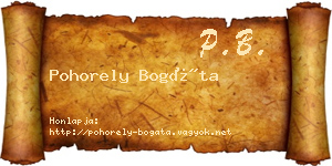Pohorely Bogáta névjegykártya